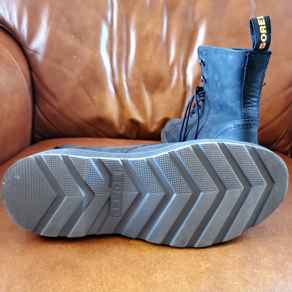 Sorel Hi-Line Black Leather Lace-Up Boots - Picture 3 of 6